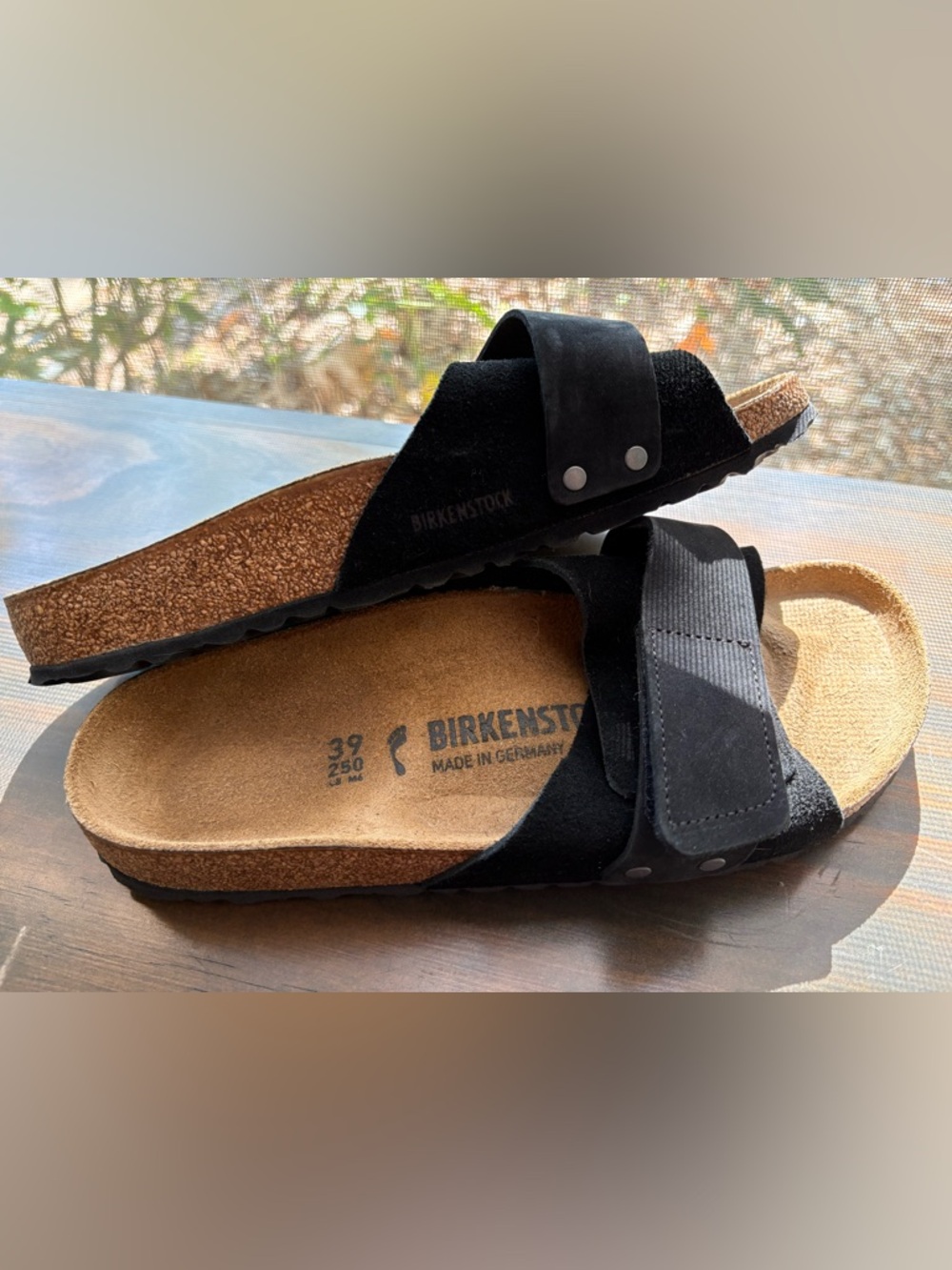 Birkenstock Oita black 2 strap suede sandals size 8/39🔥 EUC - Picture 4 of 14